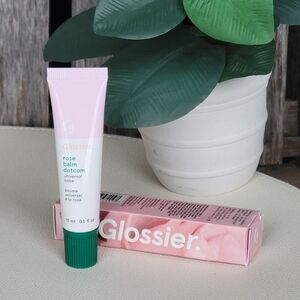 Glossier Rose Balm Dotcom in Pink with Green Cap